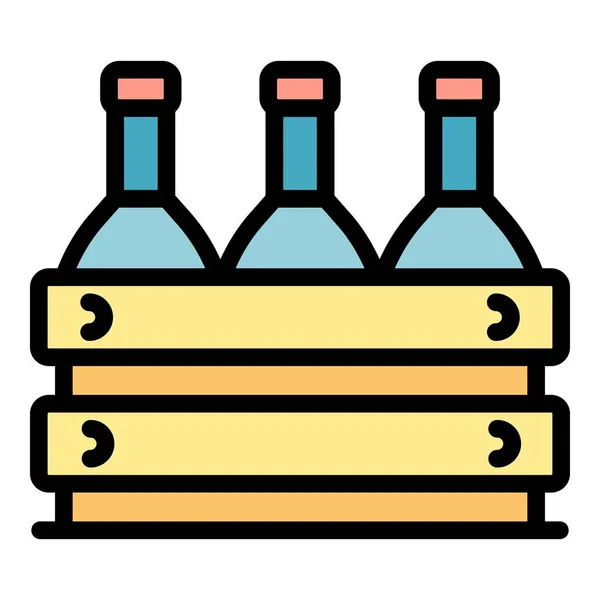 Grécia garrafa de vinho caixa ícone cor contorno vetor —  Vetores de Stock
