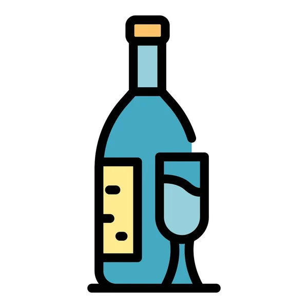 Yunani anggur ikon warna botol vektor garis luar - Stok Vektor