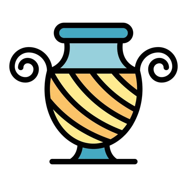 Greco antico vaso icona colore contorno vettore — Vettoriale Stock