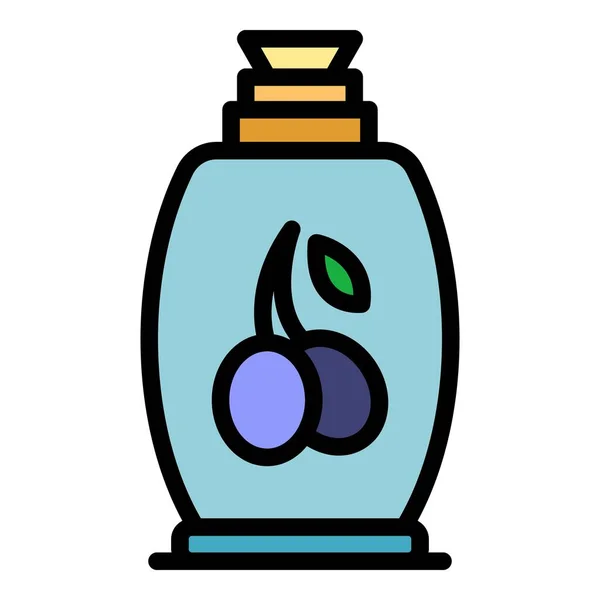Ελληνικό εικονίδιο μπουκάλι ελιάς χρώμα διάνυσμα περίγραμμα — Διανυσματικό Αρχείο