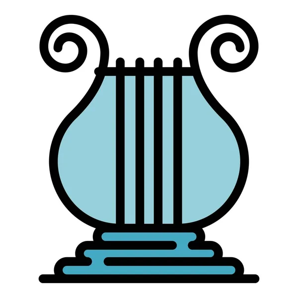 Griekse harp pictogram kleur omtrek vector — Stockvector