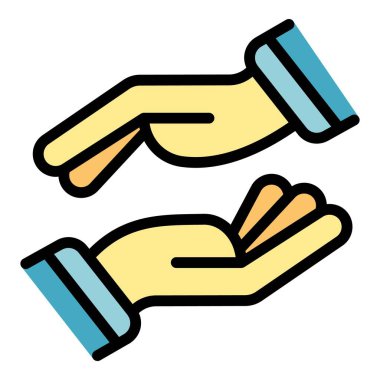 İnsan bakım simgesi renk ana hatları vektörü