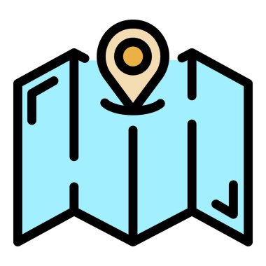 Sessiz uzay haritası konum simgesi renk ana hatları vektörü