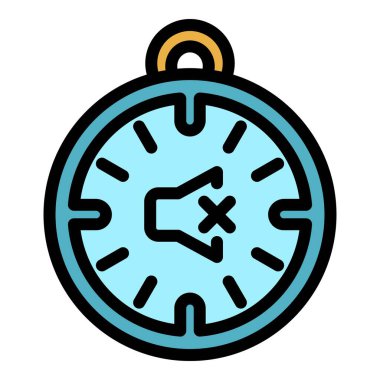 Sessiz boşluklar kronometre simgesi renk ana hatları vektörü