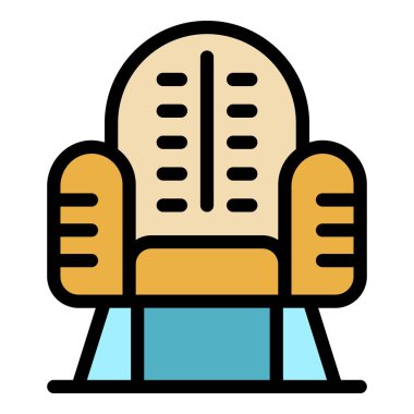 Yumuşak tekstil koltuk simgesi renk dış hat vektörü