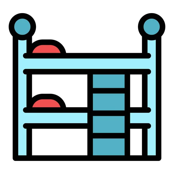 Diam spasi bunk bed ikon warna vektor outline - Stok Vektor