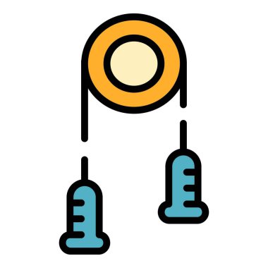 Egzersiz ekipmanı simgesi renk ana hatları vektörü