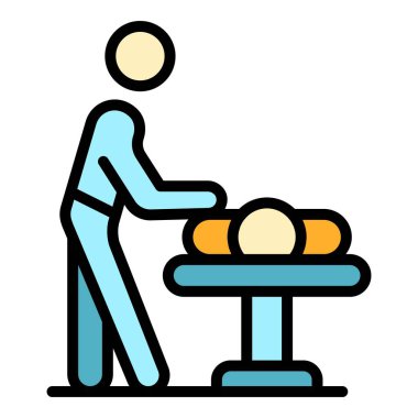 Spa masaj simgesi renk ana hatları vektörü