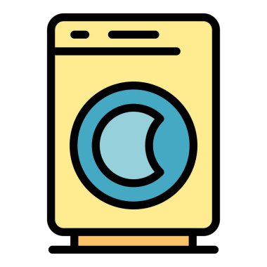 Modern waching makinesi simgesi renk ana hatları vektörü