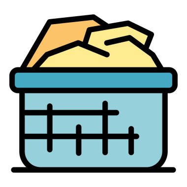 Giysi sepeti simgesi renk ana hatları vektörü