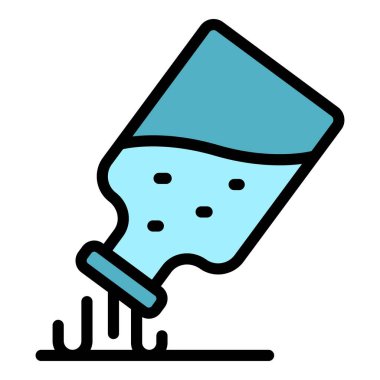 Cam şişe temel yağ simgesi renk ana hatları vektörü