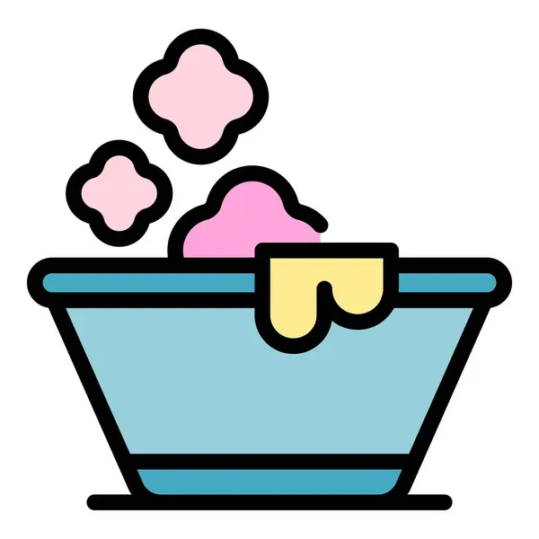 Ruční mytí kbelík ikona barva obrysu vektor — Stockový vektor