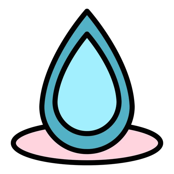 Vector de contorno de color icono de gota de aceite esencial limpio — Vector de stock