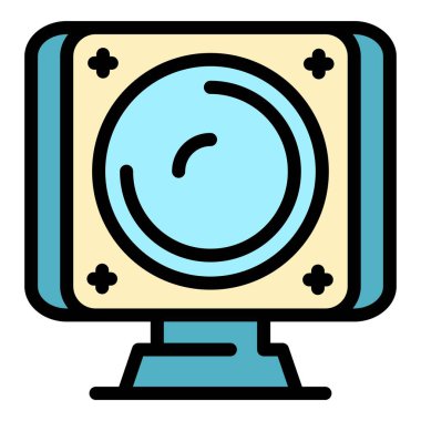 Ev web kamerası simgesi renk ana hatları vektörü