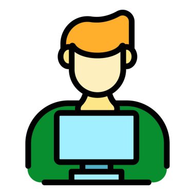 İç ofis bağımsız simge renk ana hatları vektörü