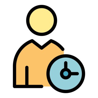 Çalışma zamanı çevrimiçi toplantı simgesi renk ana hatları vektörü