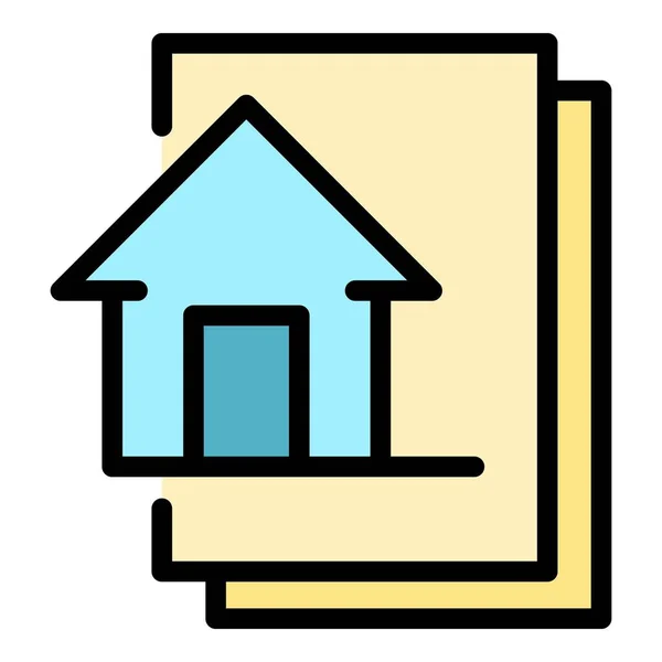 Home Office Papiere Symbol Farbe Umrissvektor — Stockvektor