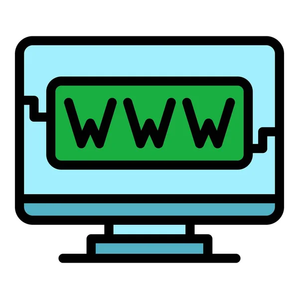 Strona główna biuro strona internetowa ikona kolor zarys wektor — Wektor stockowy