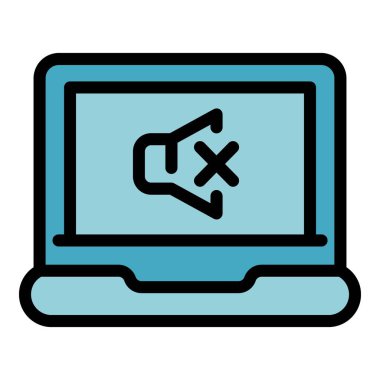 Ses çevrimiçi toplantı simgesi renk ana hatları vektörü yok