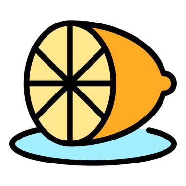 Yarı mutfak limon simgesi renk ana hatları vektörü