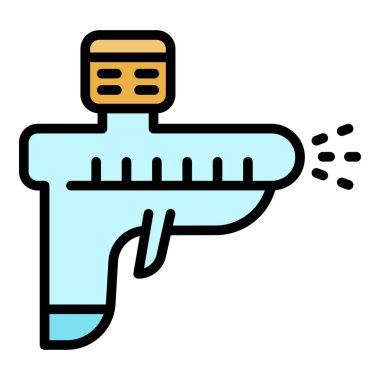 Sprey dezenfeksiyon simgesi renk ana hatları vektörü