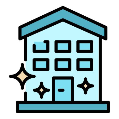 Ev dezenfekte ikonu renk ana hatları vektörü