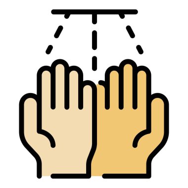 Eller kurutma simgesi renk ana hatları vektörü