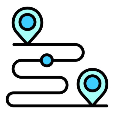 Ev teslimatı gps rotası renk ana hatları vektörü