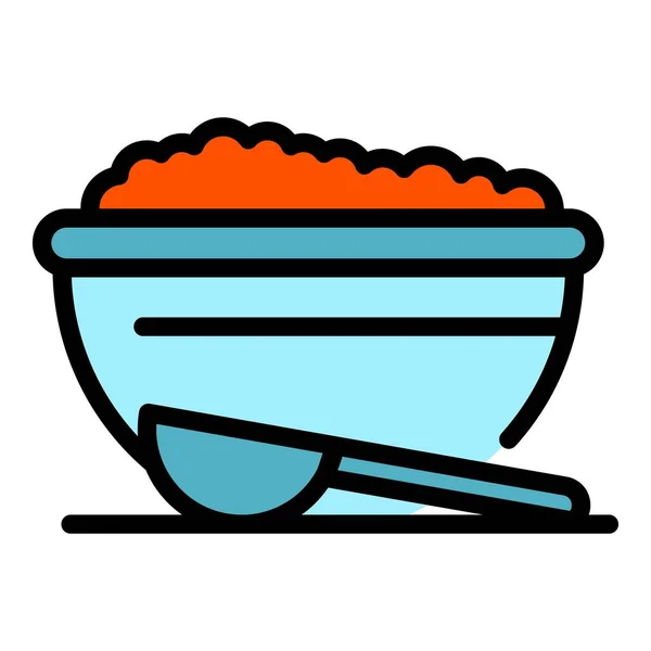 Вектор контура иконки рисовой миски домашнего приготовления — стоковый вектор