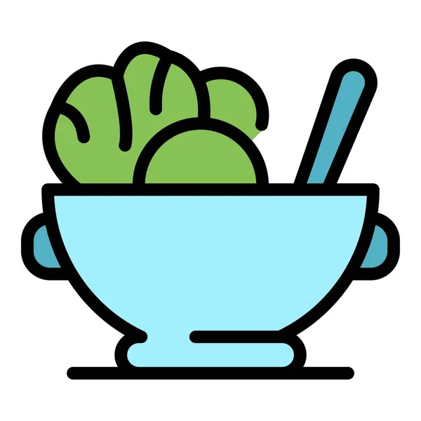Hausgemachte Lebensmittel Salat Symbol Farbe Umrissvektor — Stockvektor