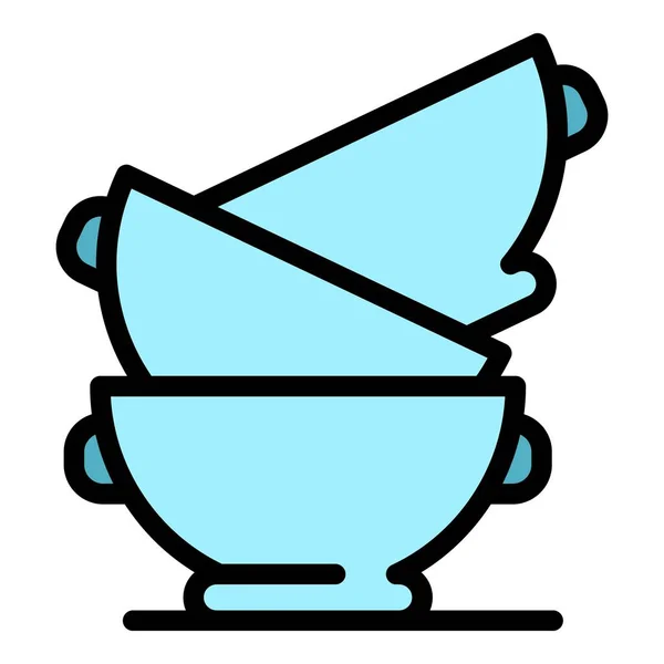 Schmutz Home Bowls Symbol Farbe Umrissvektor — Stockvektor