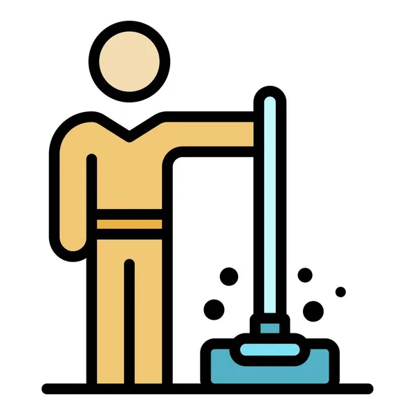 Tvätta golv desinfektion ikon färg kontur vektor — Stock vektor
