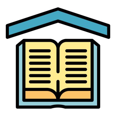 Dijital öğrenme simgesi renk ana hatları vektörü