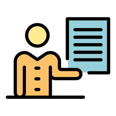 Uzaklık öğrenme simgesi renk ana hatları vektörü