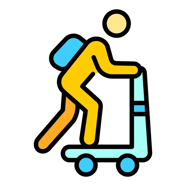 Scooter home delivery icon color outline vector — Stock Vector