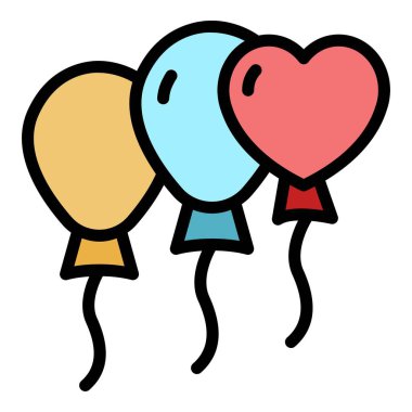 Düğün balonları simge renk ana hatları vektörü