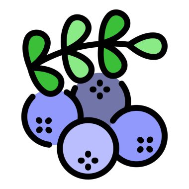 Rowan çilek simgesi renk ana hatları vektörü