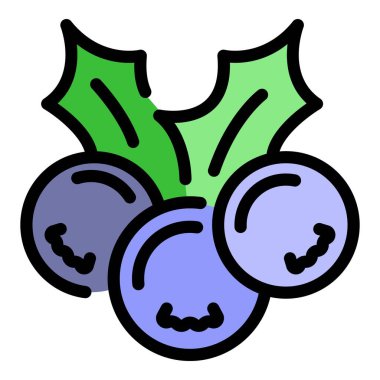 Kül çilekleri demeti simge rengi ana hatları vektörü