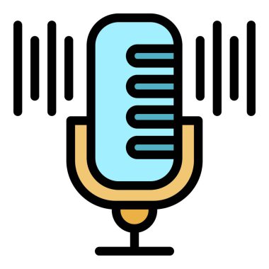 Podcast simgesi renk ana hatları vektörü