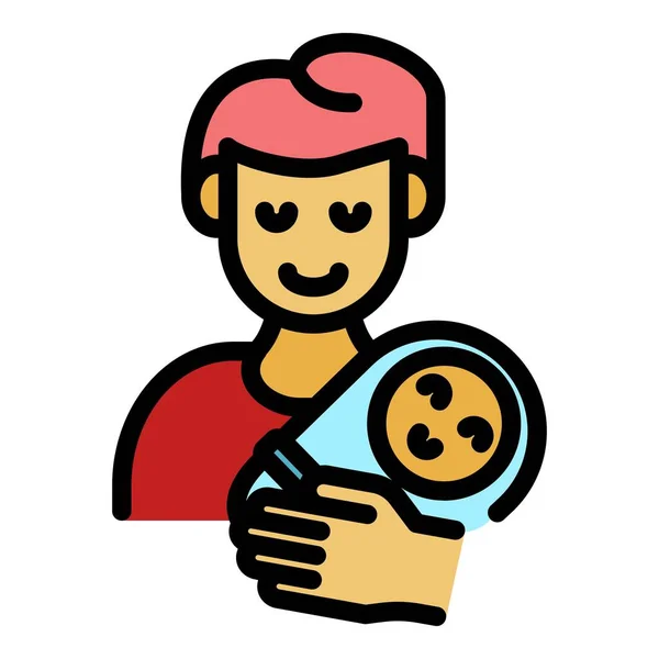 Padre con bebé niño icono color contorno vector — Archivo Imágenes Vectoriales