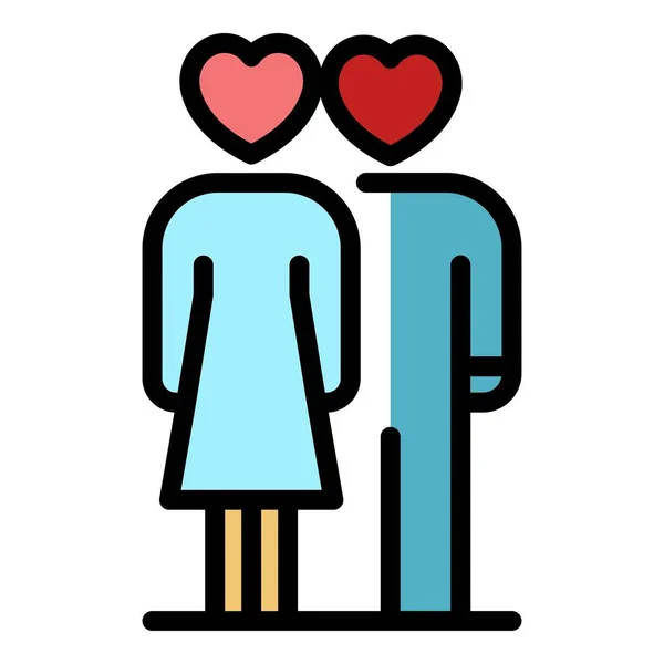 Famille amour couple icône couleur contour vecteur — Image vectorielle
