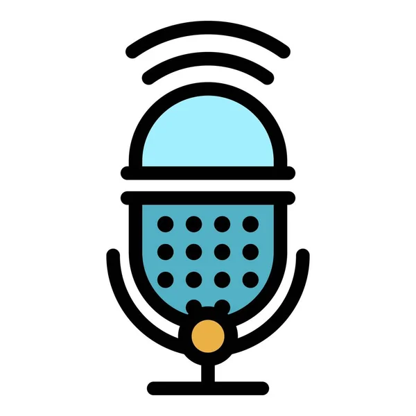 Podcast micrófono icono color contorno vector — Vector de stock