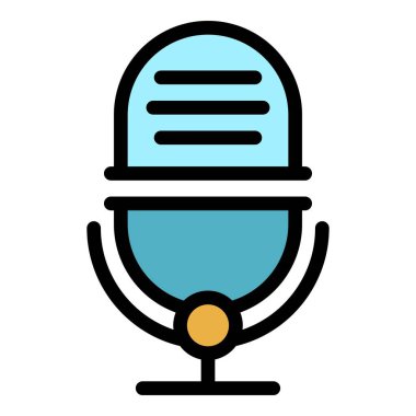 Podcast günlük simgesi renk ana hatları vektörü