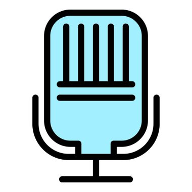 Podcast iletişim simgesi renk ana hatları vektörü