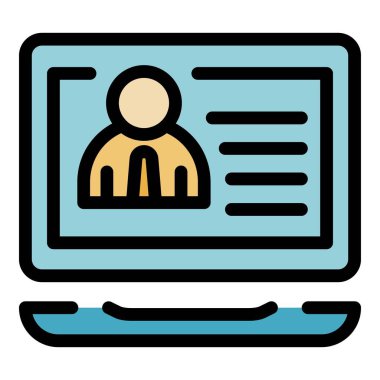 Dış kaynak dizüstü bilgisayar simgesi renk ana hatları vektörü