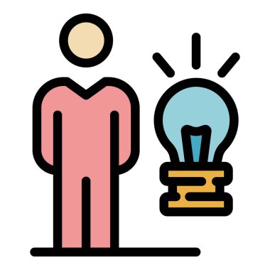 Dış kaynak yeni fikir simgesi renk ana hatları vektörü