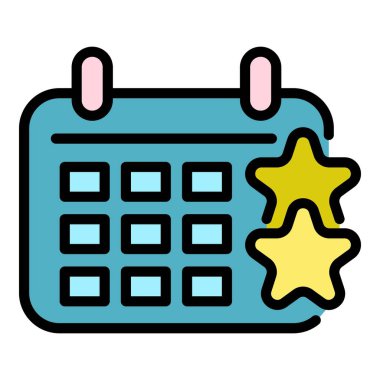 Bonus takvim simgesi renk ana hatları vektörü