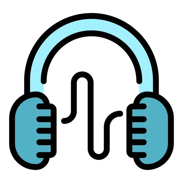 Fones de ouvido Podcast ícone cor contorno vetor — Vetor de Stock