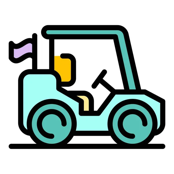 Golf machine pictogram kleur overzicht vector — Stockvector