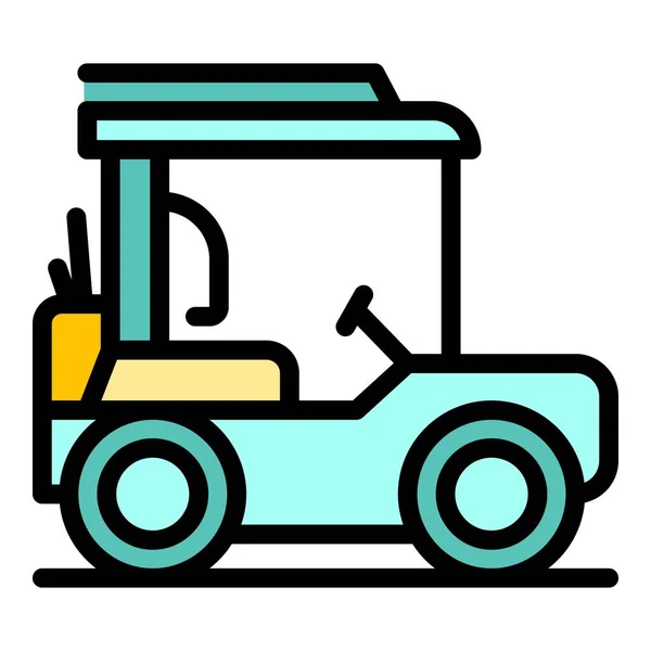 Golf Auto-Symbol Farbe Umrissvektor — Stockvektor